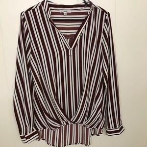 Striped Maroon & Navy Blouse